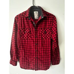 Cactus Authentic Handmade Red Black Buffalo Plaid Snap Button Western Shirt S